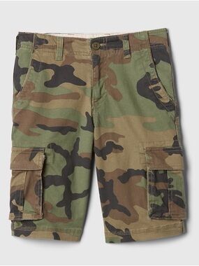 GAP Boys' Camo Cargo Shorts - Green & Brown 8 slim m NWOT